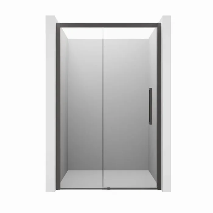 48 in. W x 76 in. H Sliding Framed Shower Door in Matte Black with 8 mm Thick Tempered Clear Glass and Adjustable Track