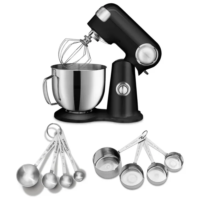 5.5 Qt. 12-Speed Onyx Black Stand Mixer with Bonus Stainless Steel Measuring Cups and Spoons