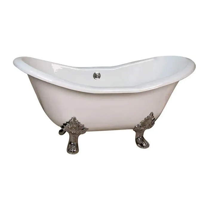 5.9 ft. Cast Iron Lion Paw Feet Double Slipper Tub in White