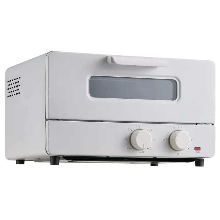 5-in-1 Steam Oven Toaster, 1300-Watt 2-Slice White Toaster Oven Countertop Combo with Grill, Pizza Pan, Gloves