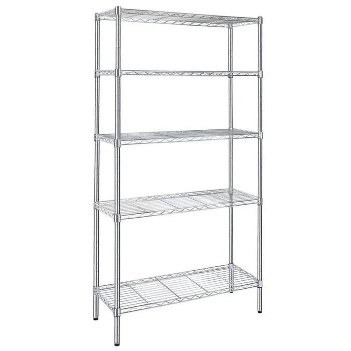 5-Shelf Heavy Duty Shelving Unit, Pantry Organizer Wire Metal Stackable Storage, Chrome