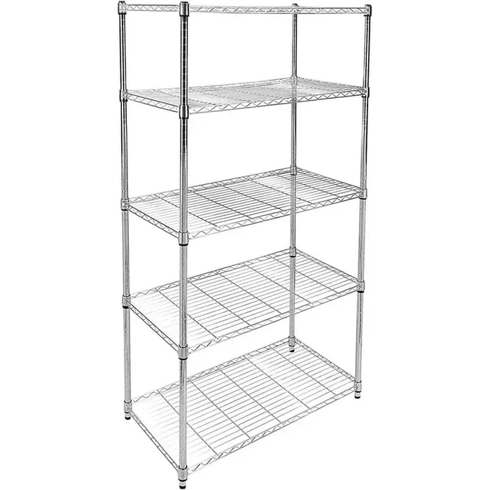 5-Shelf Shelving with Wheels Steel Pantry Organizer, Silver