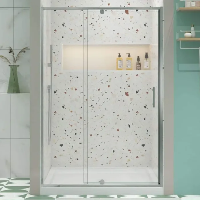 50 in. to 54 in. W x 71 in. H Framed Pivot Shower Door in Chrome with Clear Glass