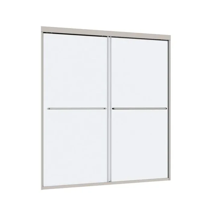 54 in. W x 70 in. H Double Sliding Framed Shower Door in Polished Chrome with Smooth Sliding and 1/4 in. 6 mm Glass