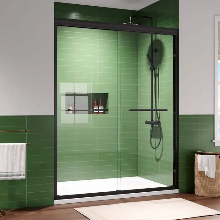 56-60 in. W x 75 in. H Framed Sliding Shower Door in Matte Black with 1/4 in. (6 mm) Clear Tempered Glass Shower Door