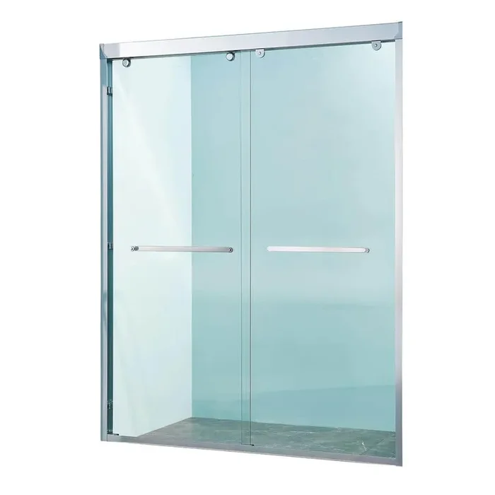 56 to 60 in. W x 76 in. H Double Sliding Aluminium Alloy Frame Shower Door in Chrome with Clear Glass