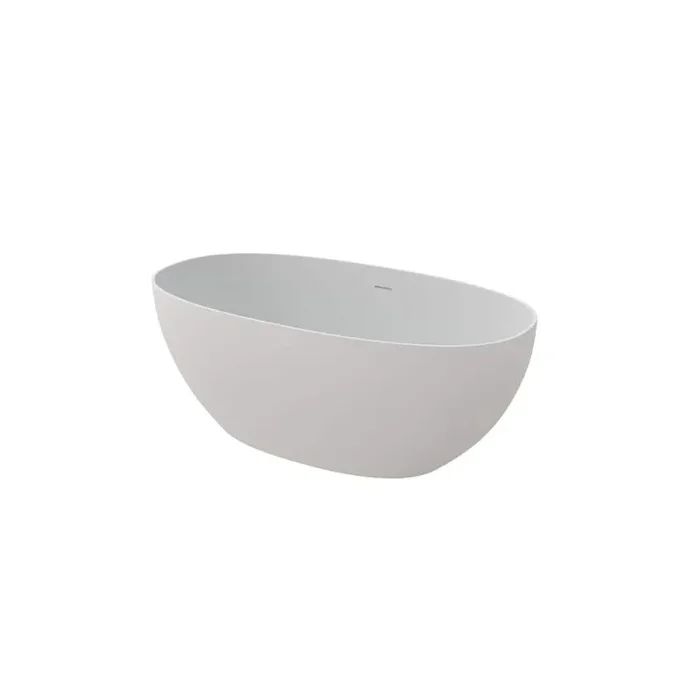 59.06 in. x 30.71 in. Solid Surface Stone Resin Flatbottom Freestanding Non-Slipper Soaking Bathtub in Matte White