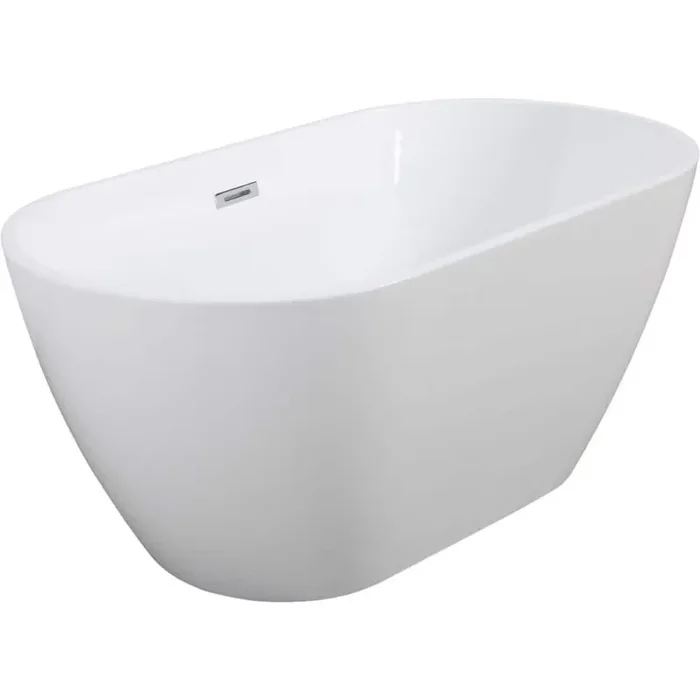 59 in. x 30 in. Oval Acylic Freestanding Soaking Bathtub with Center Drain in Gloss White