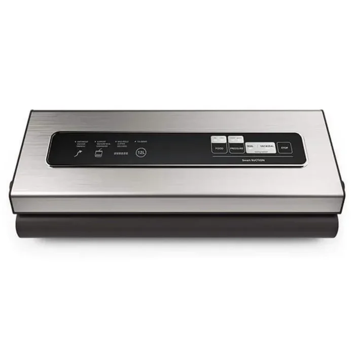 6-in-1 Silver Food Vacuum Sealer with Cutter, 2 Bag Rolls and 5 Pre-cut Bags, Widened 12 mm Sealing Strip