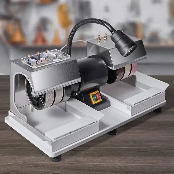 6 in. Cabbing Machine, 1/4HP 1800rpm Lapidary Rock Grinder and Polisher with Lamp, Gem Faceting Machine for Gemstones