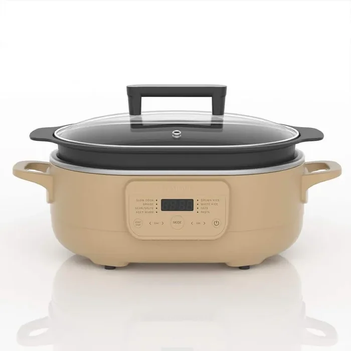 6 QT Brown Sugar Color Programmable Slow Cooker with Detachable Pot
