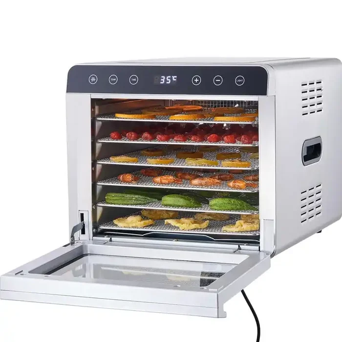 6-Trays Electric Food Dehydrator, 700-Watt, With Digital Timer and Temper Control, Stainless Steel, ETL Listed in Silver