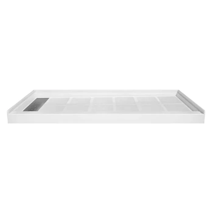 60 in. L x 30 in. W Single Threshold Alcove Shower Pan Base with Left Drain in White