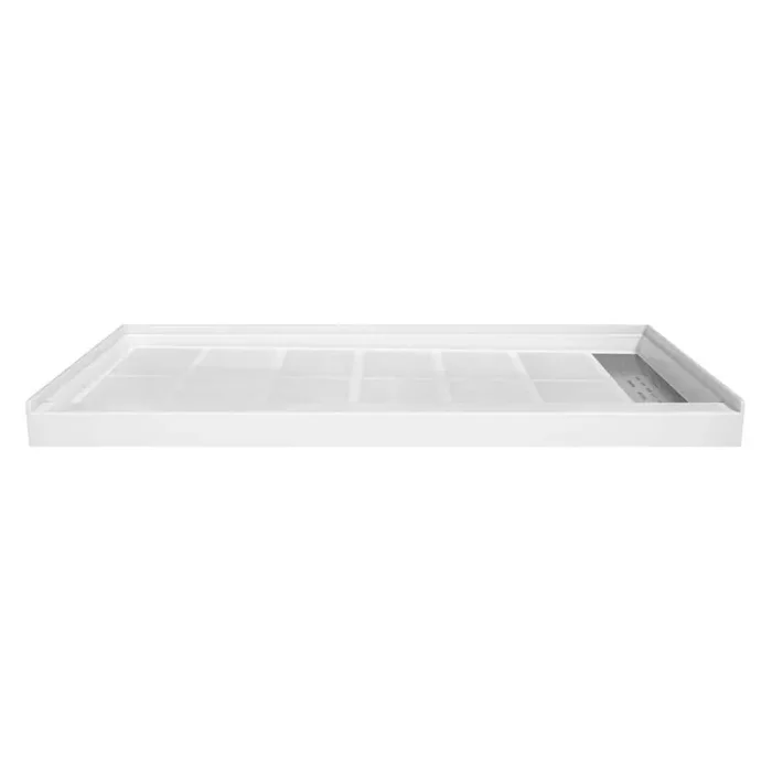 60 in. L x 30 in. W Single Threshold Alcove Shower Pan Base with Right Drain in White
