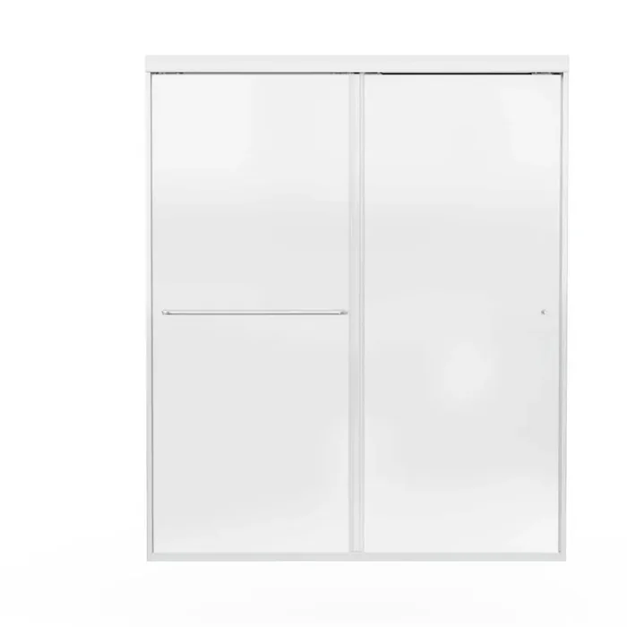 60 in. W x 72 in. H Double Sliding Framed Shower Door in Brushed Nickel with 6 mm Tempered Glass and Handle