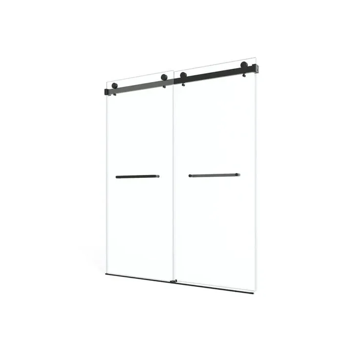 60 in. W x 75 in. H Sliding Frameless Shower Door in Matte Black With 5/16 in. (8 mm) Clear Glass