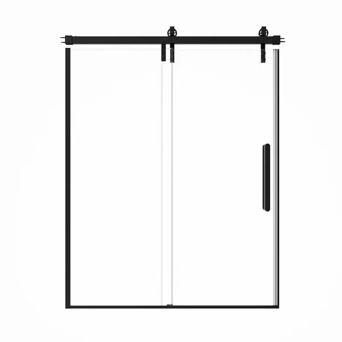 60 in. W x 76 in. H Single Sliding Frameless Shower Door in Matte Black with 3/8 in. (10 mm) Clear Glass
