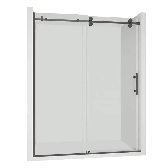 60 in. W x 76 in. H Single Sliding Frameless Shower Door in Matte Black with 3/8 in. (10 mm) Clear Glass