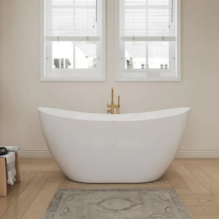 60 in. x 28.8 in. Freestanding Soaking Bathtub with Center Drain in Chrome