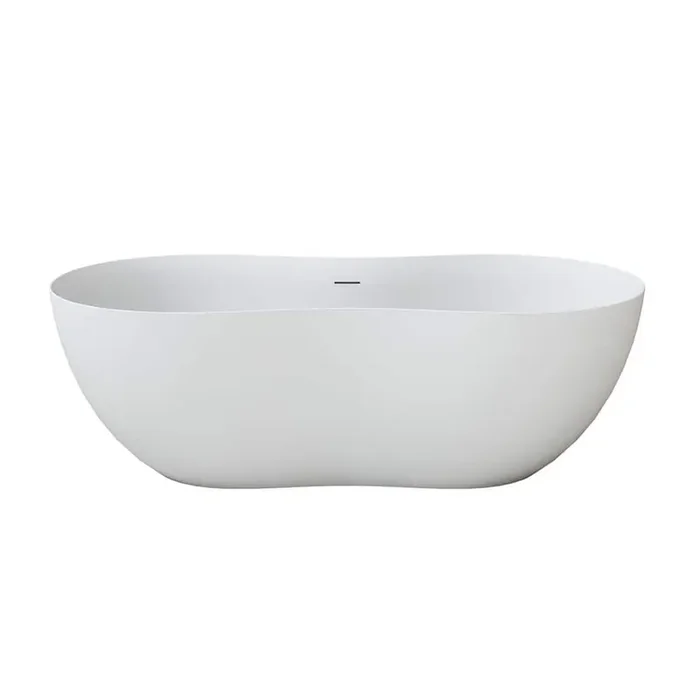 62.99 in. x 25.59 in. Solid Surface Freestanding Bathub with Center Drain in White
