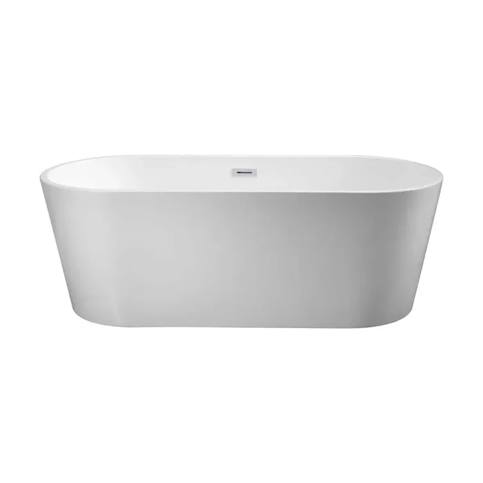 63 in. Acrylic Freestanding Flatbottom Double Ended Soaking Bathtub in White with Drain and Overflow