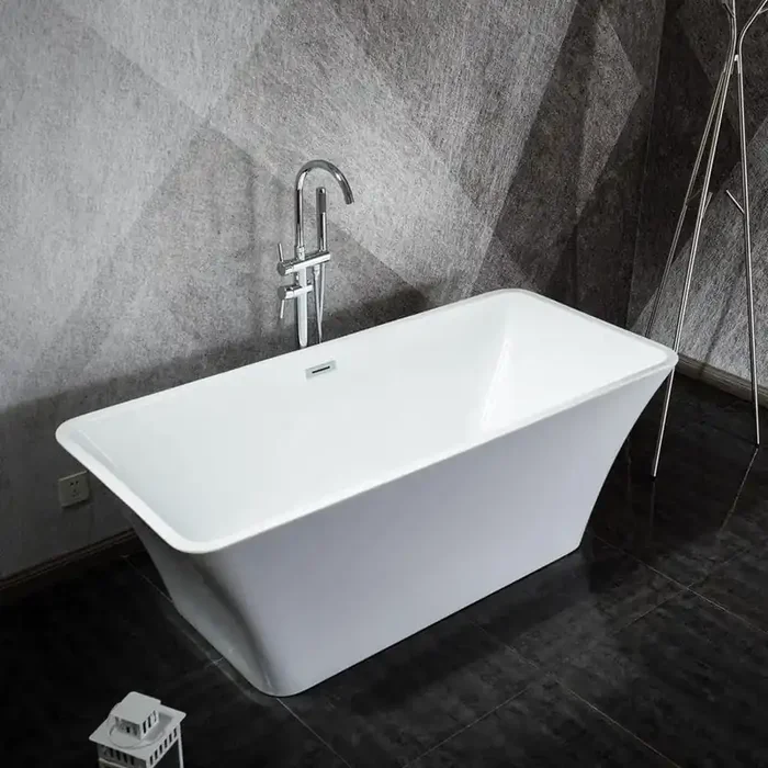 63 in. Contemporary Design Acrylic Soaking SPA Tub Freestanding Non-Whirlpool Bathtub in White