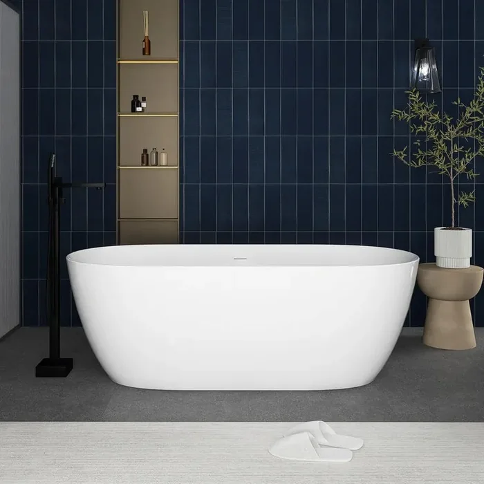 67 in. x 29.5 in. Acrylic Flatbottom Freestanding Soaking Bathtub in Gloss White