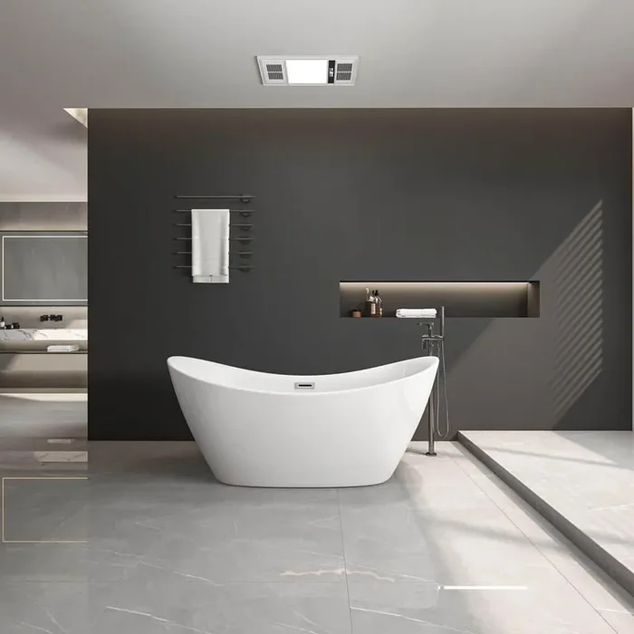 67 in. x 30 in. Soaking Bathtub with Chrome Overflow, Pop-up Drain, Twin Slipper Tub, cUPC Certified, Gloss White