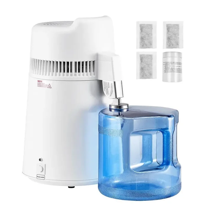 6L 1.6 Gal. Water Distiller 900W Stainless Steel White Distilled Maker to Make Clean Waters 12 Cups for Home Countertop