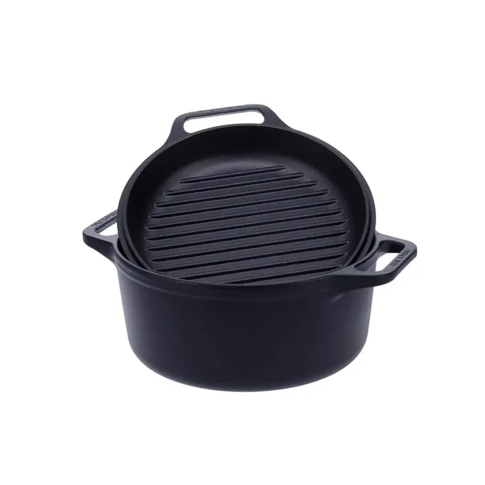 6QT Dutch Oven Combo Cooker in Seasoned Cast Iron