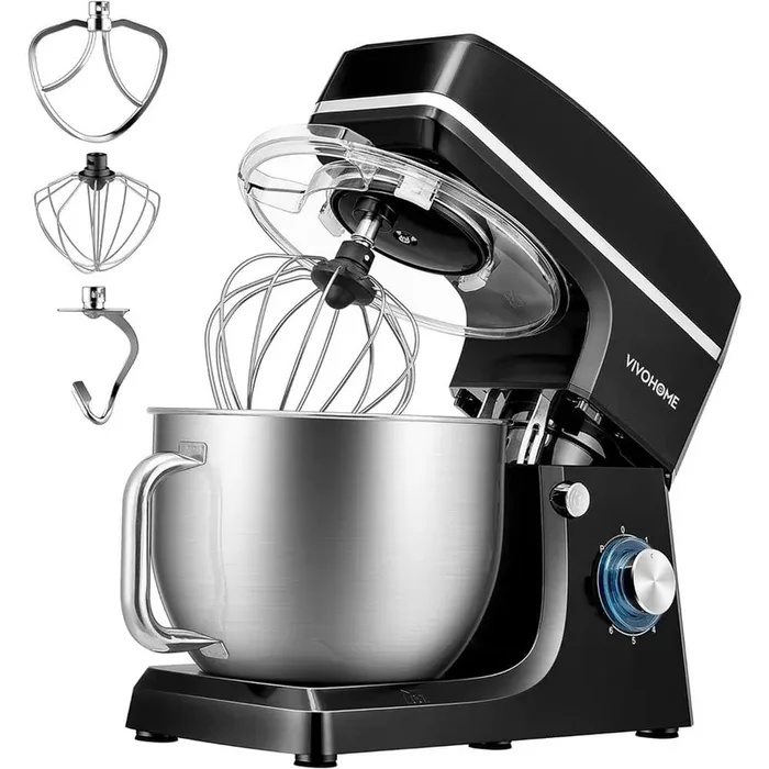 7.5 Qt. 6-Speed Black Tilt-Head Kitchen Electric Stand Mixer with Accessories, ETL Listed