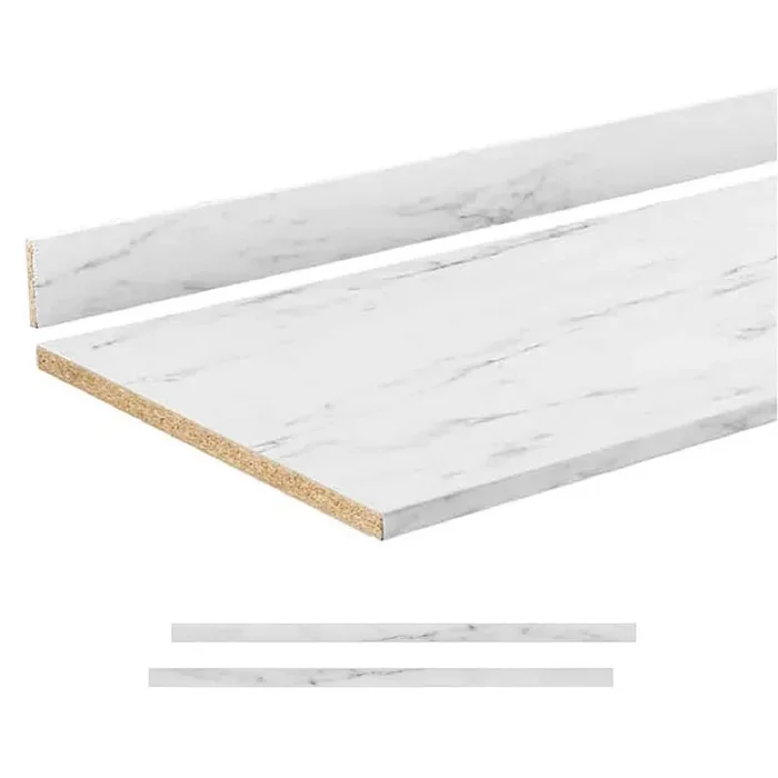 8 ft. White Laminate Countertop Kit with Full-Thickness Square Edge in Alabaster Slate