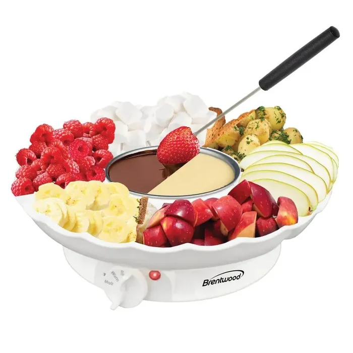 8-Piece Plastic Electric Fondue Pot Set with Dipping Forks