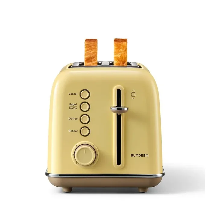 900 W 2-Slice Mellow Yellow Extra-Wide Slot Toaster with Removal Crumb Tray and 7-Shade Settings
