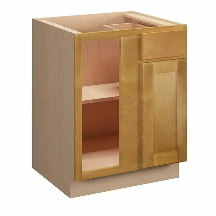 Aberdeen Recessed 27 in. W x 34.5 in. H x 24 in. D in Caramel Plywood Assembled Corner Blind Base-Right