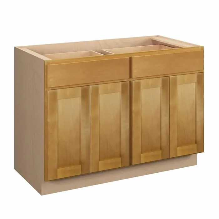 Aberdeen Recessed 48 in. W x 34.5 in. H x 24 in. D in Caramel Plywood Assembled Base Cabinet