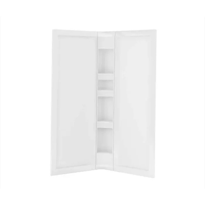Acrylic 40 in. 40 in. x 76 in. 3-Piece Direct-to-Stud Corner Shower Surround Kit in White