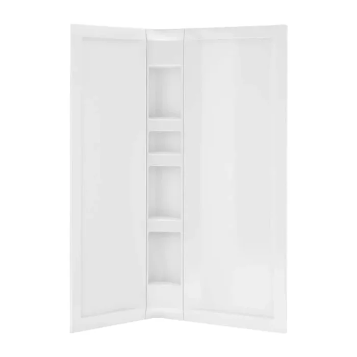 Acrylic 42 in. 34 in. x 76 in. 3-Piece Direct-to-Stud Corner Shower Surround Kit in White