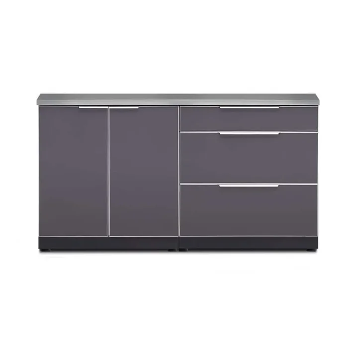 Aluminum Slate Gray 3-Piece 64 in. W x 36.5 in. H x 24 in. D 3-Piece Outdoor Kitchen Cabinet Set with Countertop