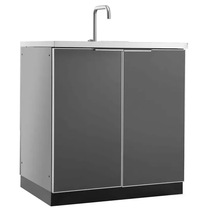 Aluminum Slate Gray 32 in. W x 36.5 in. H x 24 in. D Sink Outdoor Kitchen Cabinet