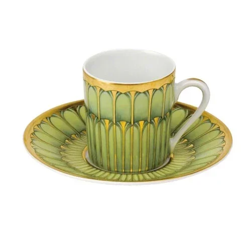 Arcades Green & Gold Demitasse Coffee Cup by Philippe Deshoulieres