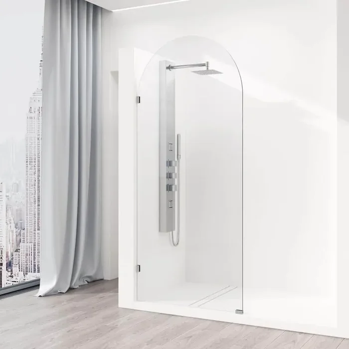 Arden 34 in. W x 78 in. H Frameless Fixed Shower Screen in Chrome with 3/8 in. (10mm) Clear Glass
