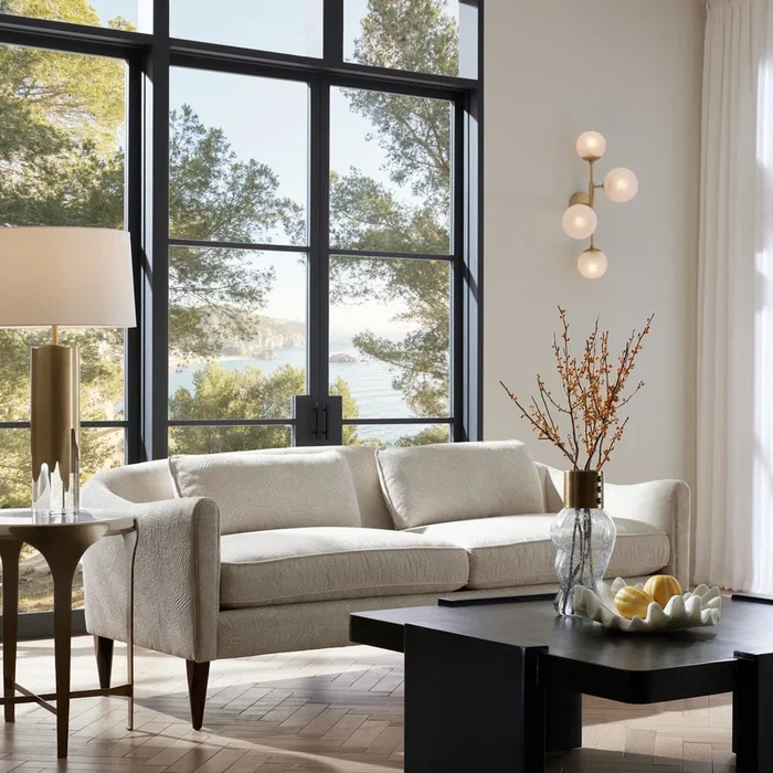 Arteriors – FFU05 – Sofa – Vincent – Textured Ivory/Dark Walnut – FFU05