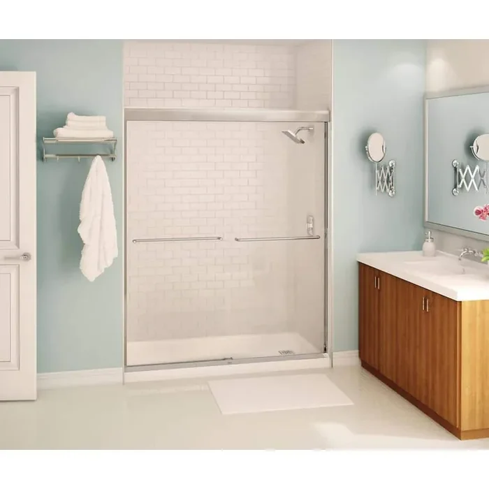 Aura 55-59 in. W x 74.25 in. H 6 mm Frameless Sliding Shower Door for Alcove Installation with Clear Glass in Chrome