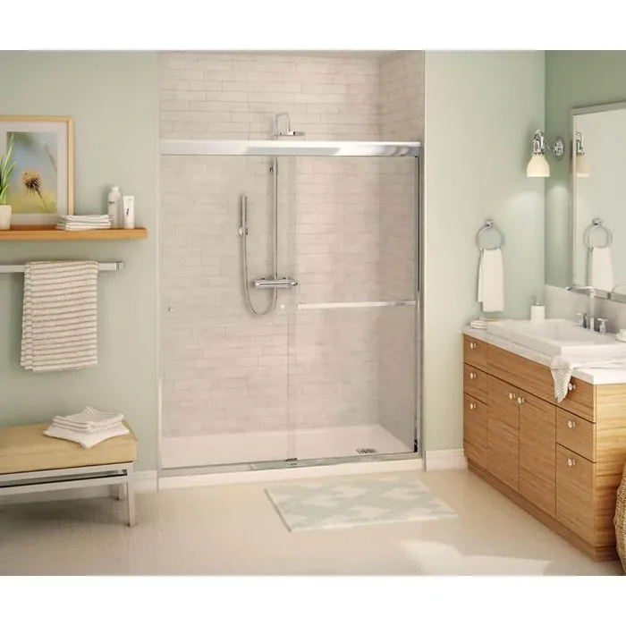 Aura SC 60 in. x 71 in. Semi-Frameless Sliding Shower Door in Chrome