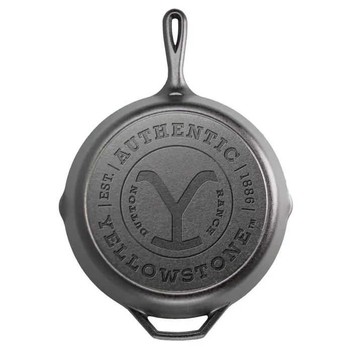 Authentic Yellowstone Y Logo 10 .25 in. Cast Iron Skillet in Black with Pour Spout