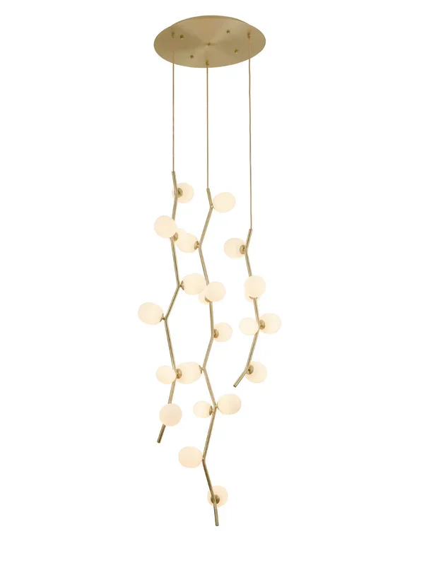 Avenue Lighting – HF4824-WHT – 24 Light Flush Mount/Pendant – Hampton – Brushed Brass With White Glass