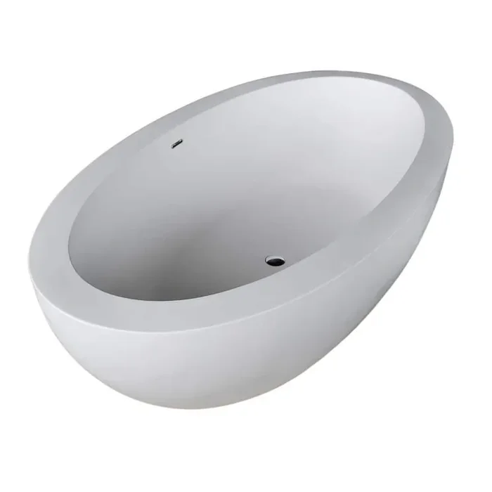 Aviva Stone 6.3 ft. Artificial Stone Center Drain Oval Bathtub in White