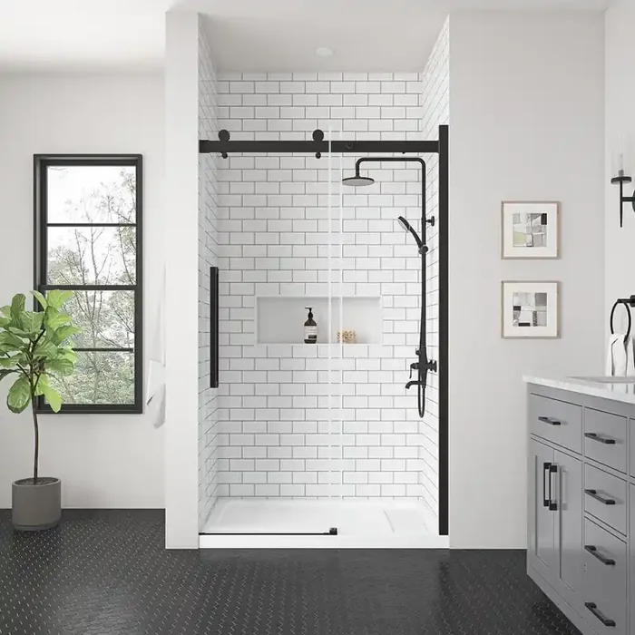 Bel Soft Close 46 3/16 in. – 48 in. W x 78 3/4 in. H Alcove Sliding Frameless Shower Door in Oil Rubbed Bronze