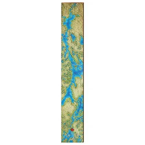 Big Rideau Lake, Canada Map | Wall Art Print on Real Wood